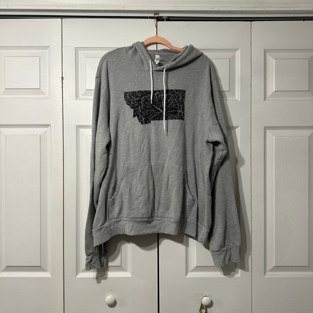 Bella Canvas Heather Gray Hoodie with Montana State Design